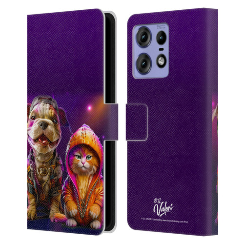 D.S. Valori Kitty And Puppy Hip Hop Pals Leather Book Wallet Case Cover For Motorola Edge 50 Pro