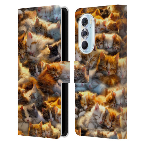 D.S. Valori Kitty And Puppy Kitty Dreams Leather Book Wallet Case Cover For Motorola Edge X30