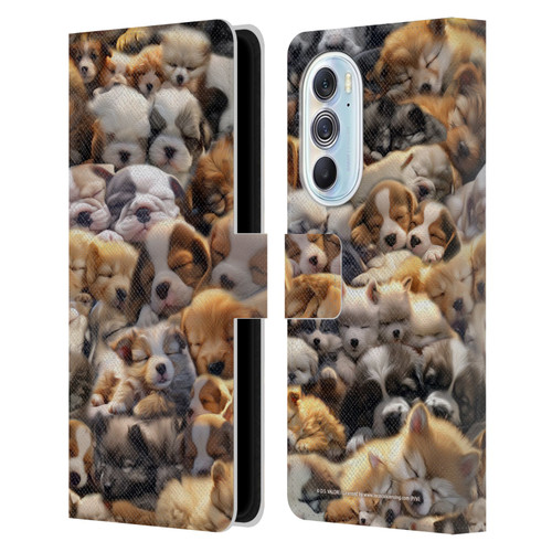 D.S. Valori Kitty And Puppy Puppy Dreams Leather Book Wallet Case Cover For Motorola Edge X30