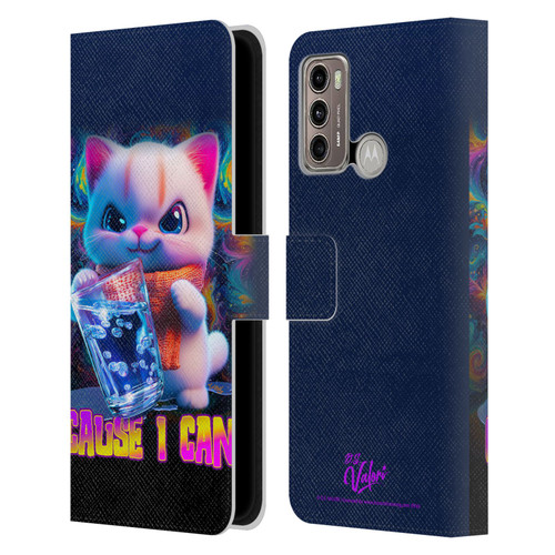 D.S. Valori Kitty And Puppy Kitty Cause I Can Leather Book Wallet Case Cover For Motorola Moto G60 / Moto G40 Fusion