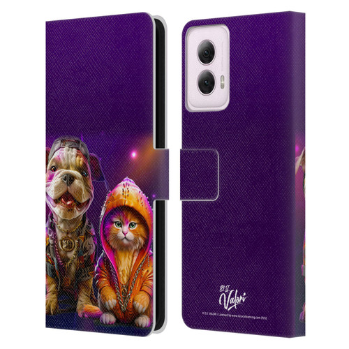 D.S. Valori Kitty And Puppy Hip Hop Pals Leather Book Wallet Case Cover For Motorola Moto G Power (2024)