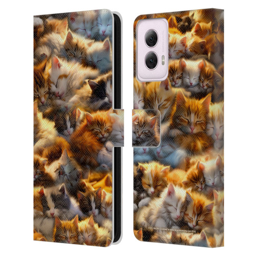 D.S. Valori Kitty And Puppy Kitty Dreams Leather Book Wallet Case Cover For Motorola Moto G Power (2024)