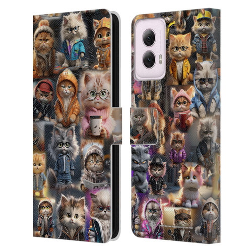 D.S. Valori Kitty And Puppy Kitty Kingdom Leather Book Wallet Case Cover For Motorola Moto G Power (2024)