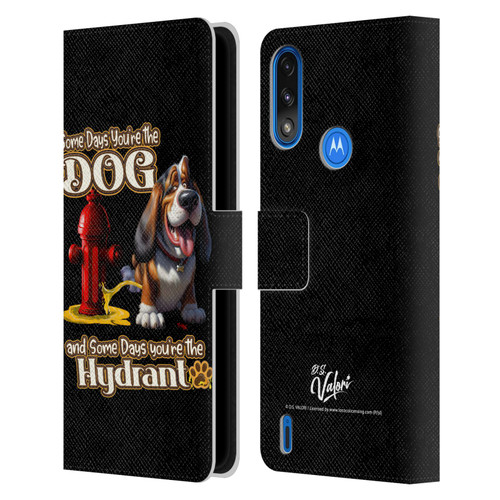 D.S. Valori Kitty And Puppy Some Days You're The Dog Leather Book Wallet Case Cover For Motorola Moto E7 Power / Moto E7i Power