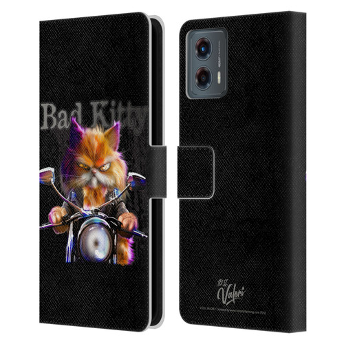 D.S. Valori Kitty And Puppy Bad Kitty Leather Book Wallet Case Cover For Motorola Moto G (2023)