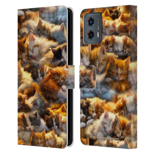 D.S. Valori Kitty And Puppy Kitty Dreams Leather Book Wallet Case Cover For Motorola Moto G (2023)