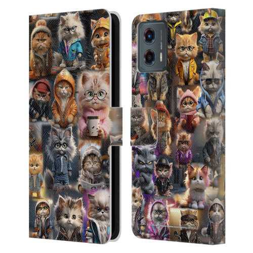 D.S. Valori Kitty And Puppy Kitty Kingdom Leather Book Wallet Case Cover For Motorola Moto G (2023)