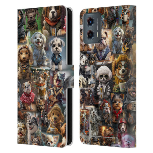 D.S. Valori Kitty And Puppy Puppy Kingdom Leather Book Wallet Case Cover For Motorola Moto G (2023)