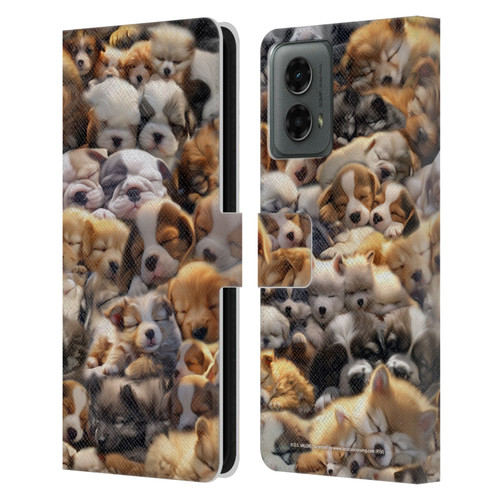 D.S. Valori Kitty And Puppy Puppy Dreams Leather Book Wallet Case Cover For Motorola Moto G (2024)