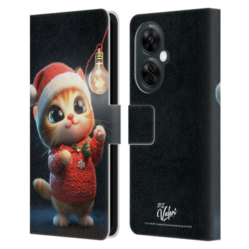 D.S. Valori Kitty And Puppy Kitty Christmas Light Leather Book Wallet Case Cover For OnePlus Nord CE 3 Lite 5G