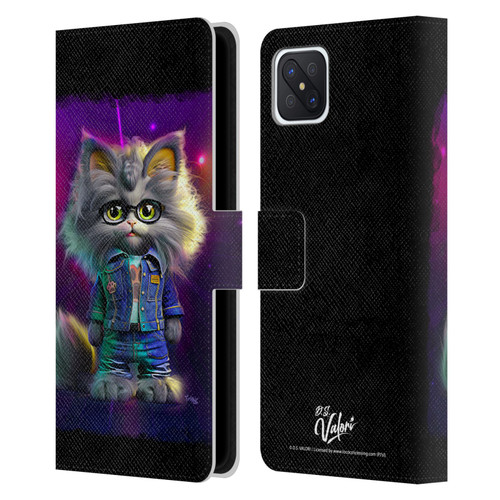 D.S. Valori Kitty And Puppy Kitty In Jeans Leather Book Wallet Case Cover For OPPO Reno4 Z 5G