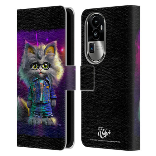 D.S. Valori Kitty And Puppy Kitty In Jeans Leather Book Wallet Case Cover For OPPO Reno10 Pro+