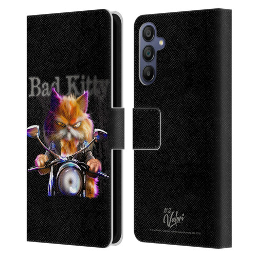D.S. Valori Kitty And Puppy Bad Kitty Leather Book Wallet Case Cover For Samsung Galaxy A15