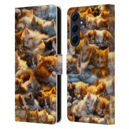 D.S. Valori Kitty And Puppy Kitty Dreams Leather Book Wallet Case Cover For Samsung Galaxy A55 5G