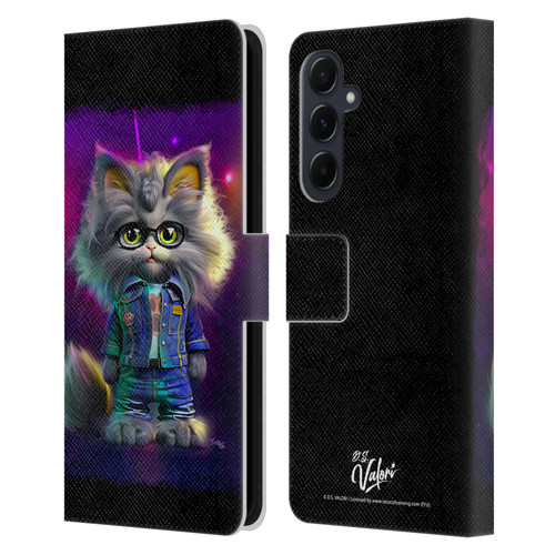 D.S. Valori Kitty And Puppy Kitty In Jeans Leather Book Wallet Case Cover For Samsung Galaxy A55 5G