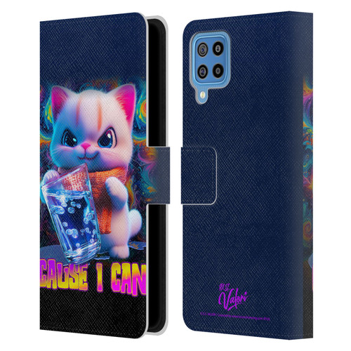 D.S. Valori Kitty And Puppy Kitty Cause I Can Leather Book Wallet Case Cover For Samsung Galaxy F22 (2021)