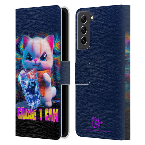 D.S. Valori Kitty And Puppy Kitty Cause I Can Leather Book Wallet Case Cover For Samsung Galaxy S21 FE 5G
