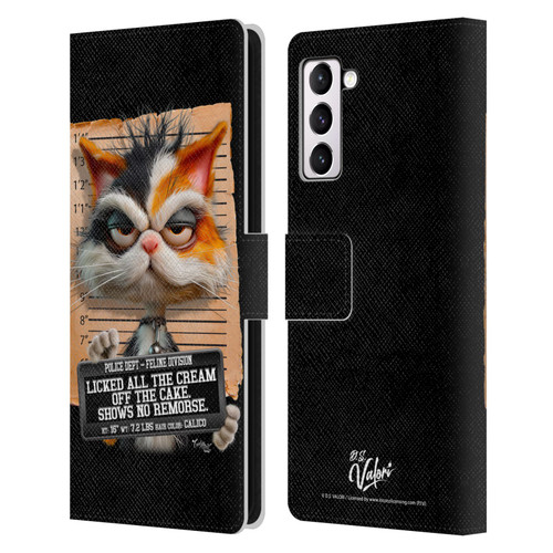 D.S. Valori Kitty And Puppy Kitty Licked The Cream Leather Book Wallet Case Cover For Samsung Galaxy S21+ 5G