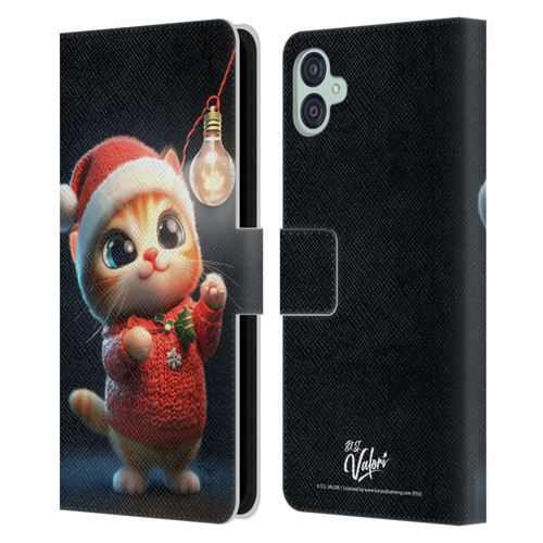 D.S. Valori Kitty And Puppy Kitty Christmas Light Leather Book Wallet Case Cover For Samsung Galaxy M04 5G / A04e