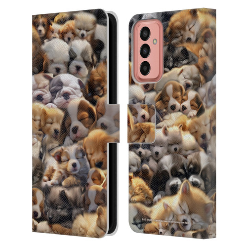 D.S. Valori Kitty And Puppy Puppy Dreams Leather Book Wallet Case Cover For Samsung Galaxy M13 (2022)