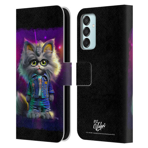 D.S. Valori Kitty And Puppy Kitty In Jeans Leather Book Wallet Case Cover For Samsung Galaxy M15/F15 5G
