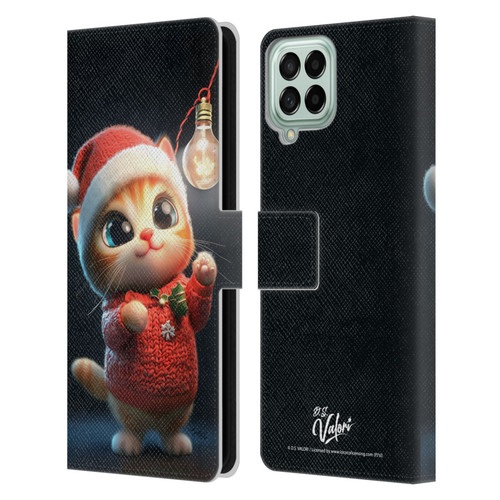 D.S. Valori Kitty And Puppy Kitty Christmas Light Leather Book Wallet Case Cover For Samsung Galaxy M53 (2022)