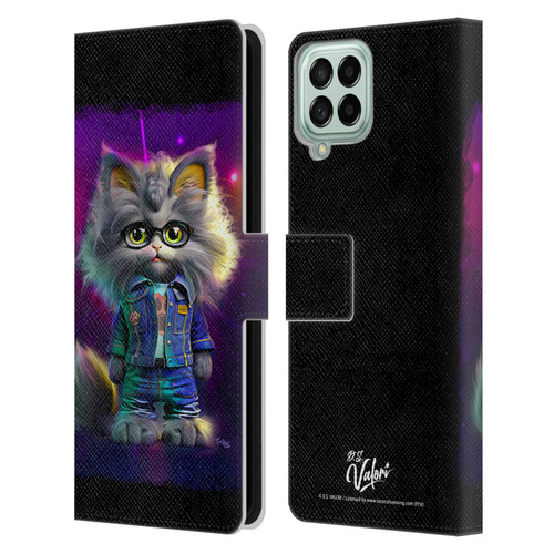 D.S. Valori Kitty And Puppy Kitty In Jeans Leather Book Wallet Case Cover For Samsung Galaxy M53 (2022)