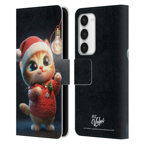 D.S. Valori Kitty And Puppy Kitty Christmas Light Leather Book Wallet Case Cover For Samsung Galaxy S23 5G