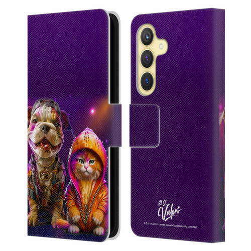 D.S. Valori Kitty And Puppy Hip Hop Pals Leather Book Wallet Case Cover For Samsung Galaxy S24 5G