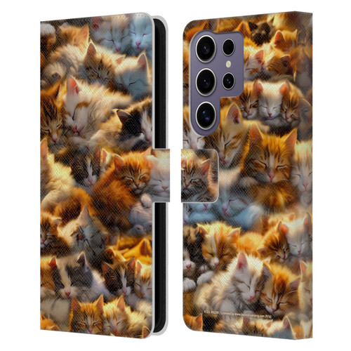 D.S. Valori Kitty And Puppy Kitty Dreams Leather Book Wallet Case Cover For Samsung Galaxy S25 Ultra
