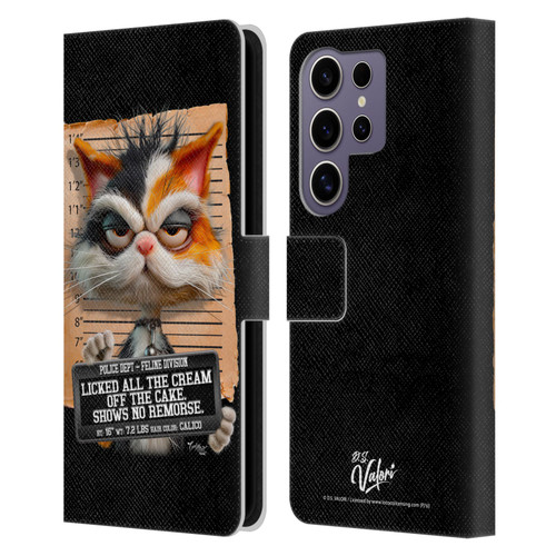 D.S. Valori Kitty And Puppy Kitty Licked The Cream Leather Book Wallet Case Cover For Samsung Galaxy S25 Ultra