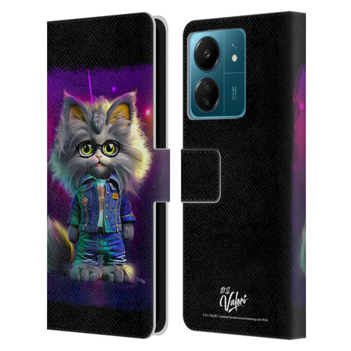 D.S. Valori Kitty And Puppy Kitty In Jeans Leather Book Wallet Case Cover For Xiaomi Redmi 13C 4G