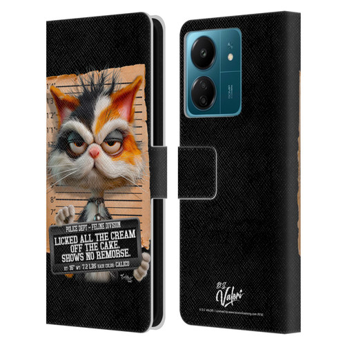 D.S. Valori Kitty And Puppy Kitty Licked The Cream Leather Book Wallet Case Cover For Xiaomi Redmi 13C 4G