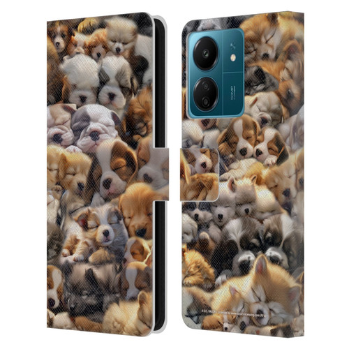 D.S. Valori Kitty And Puppy Puppy Dreams Leather Book Wallet Case Cover For Xiaomi Redmi 13C 4G