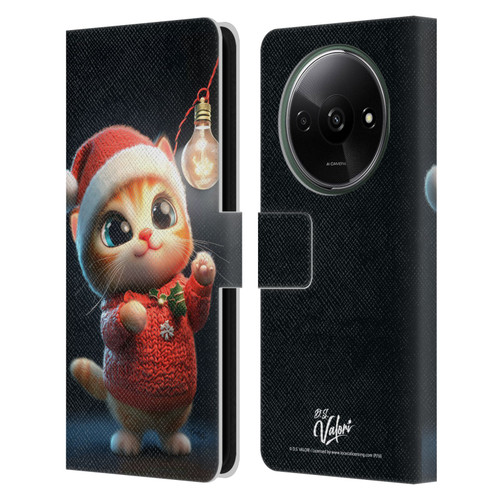D.S. Valori Kitty And Puppy Kitty Christmas Light Leather Book Wallet Case Cover For Xiaomi Redmi A3