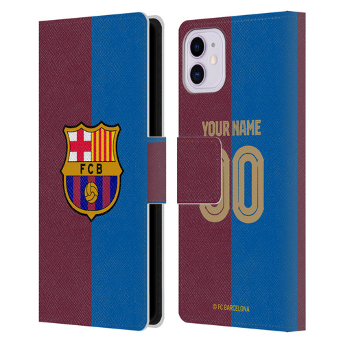 Custom Customised Personalised FC Barcelona 2024/25 Kit Home Leather Book Wallet Case Cover For Apple iPhone 11