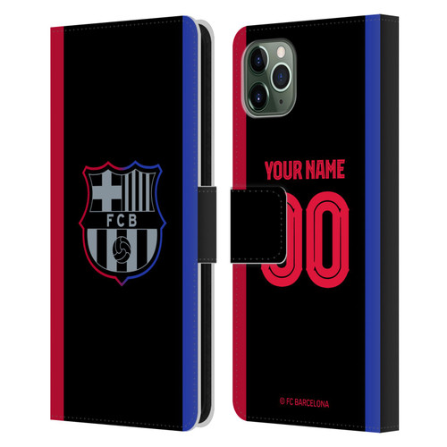 Custom Customised Personalised FC Barcelona 2024/25 Kit Away Leather Book Wallet Case Cover For Apple iPhone 11 Pro Max