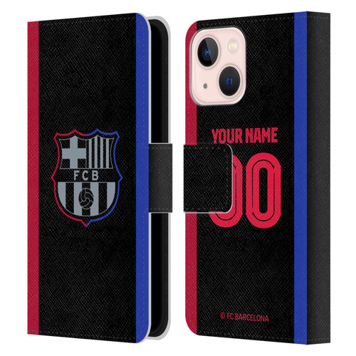 Custom Customised Personalised FC Barcelona 2024/25 Kit Away Leather Book Wallet Case Cover For Apple iPhone 13 Mini