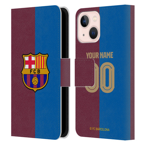 Custom Customised Personalised FC Barcelona 2024/25 Kit Home Leather Book Wallet Case Cover For Apple iPhone 13 Mini