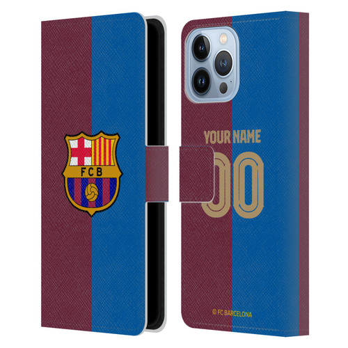 Custom Customised Personalised FC Barcelona 2024/25 Kit Home Leather Book Wallet Case Cover For Apple iPhone 13 Pro Max