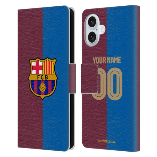 Custom Customised Personalised FC Barcelona 2024/25 Kit Home Leather Book Wallet Case Cover For Apple iPhone 16 Plus