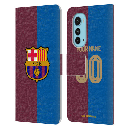 Custom Customised Personalised FC Barcelona 2024/25 Kit Home Leather Book Wallet Case Cover For Motorola Edge (2022) Custom Customised Personalised FC Barcelona 2024/25 Kit Home Leather Book Wallet Case Cover For Motorola Edge (2022)