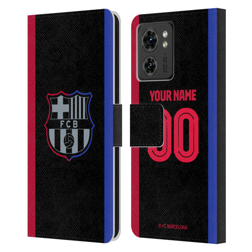 Custom Customised Personalised FC Barcelona 2024/25 Kit Away Leather Book Wallet Case Cover For Motorola Moto Edge 40/Edge (2023)