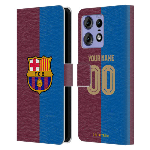 Custom Customised Personalised FC Barcelona 2024/25 Kit Home Leather Book Wallet Case Cover For Motorola Edge 50 Pro