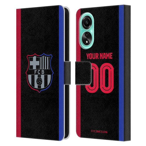 Custom Customised Personalised FC Barcelona 2024/25 Kit Away Leather Book Wallet Case Cover For OPPO A78 4G