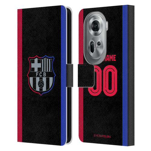 Custom Customised Personalised FC Barcelona 2024/25 Kit Away Leather Book Wallet Case Cover For OPPO Reno11 Pro