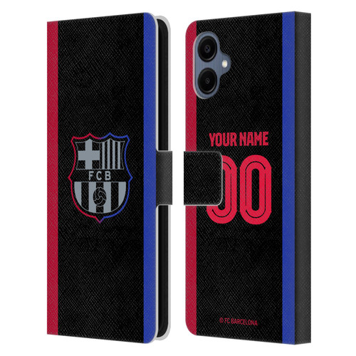 Custom Customised Personalised FC Barcelona 2024/25 Kit Away Leather Book Wallet Case Cover For Samsung Galaxy A06 4G