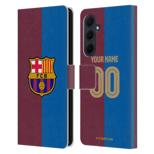 Custom Customised Personalised FC Barcelona 2024/25 Kit Home Leather Book Wallet Case Cover For Samsung Galaxy A35 5G