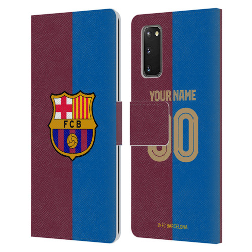 Custom Customised Personalised FC Barcelona 2024/25 Kit Home Leather Book Wallet Case Cover For Samsung Galaxy S20 / S20 5G
