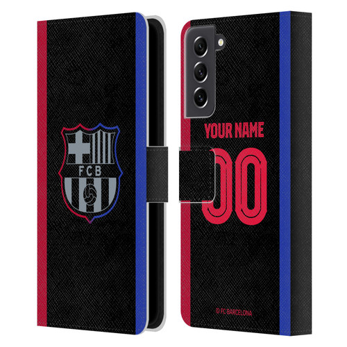 Custom Customised Personalised FC Barcelona 2024/25 Kit Away Leather Book Wallet Case Cover For Samsung Galaxy S21 FE 5G Custom Customised Personalised FC Barcelona 2024/25 Kit Away Leather Book Wallet Case Cover For Samsung Galaxy S21 FE 5G